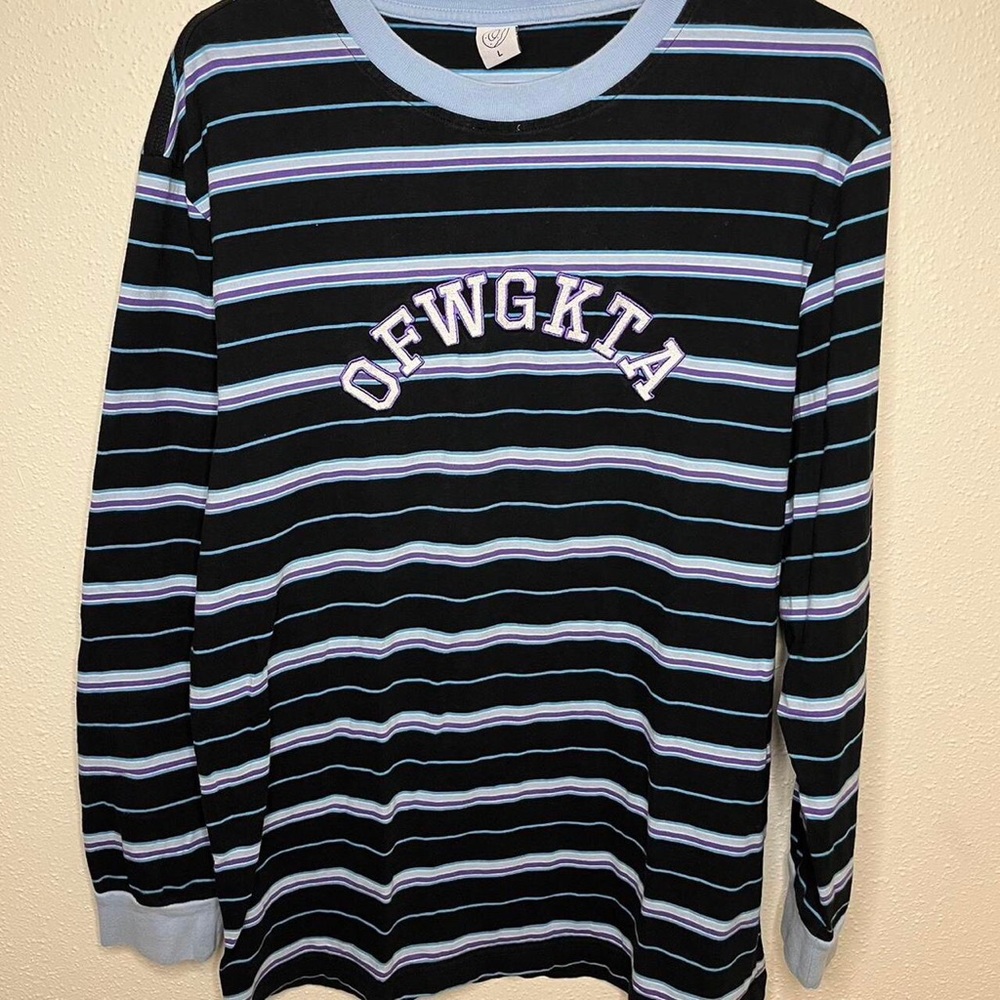 ODD FUTURE blue and black striped T-shirt